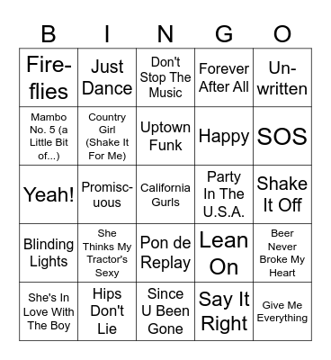 Game 2 - Summer, Tequila & Watermelon Sugar Bingo Card