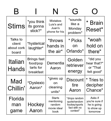 AAAINGO Bingo Card