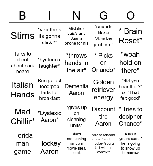AAAINGO Bingo Card