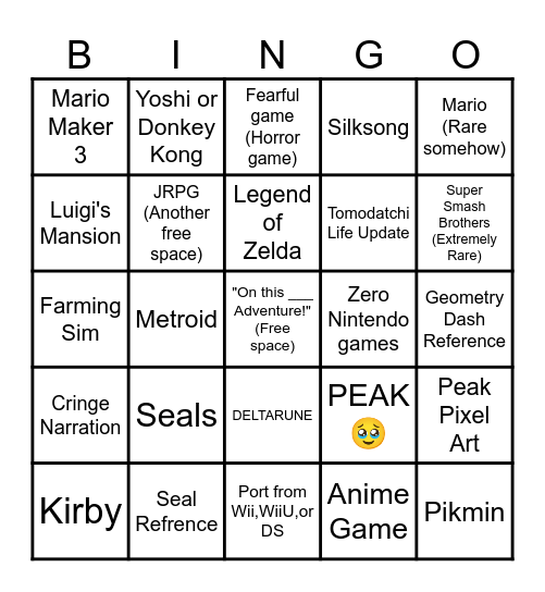 Nintendo Direct 9/9/26 Bingo Card