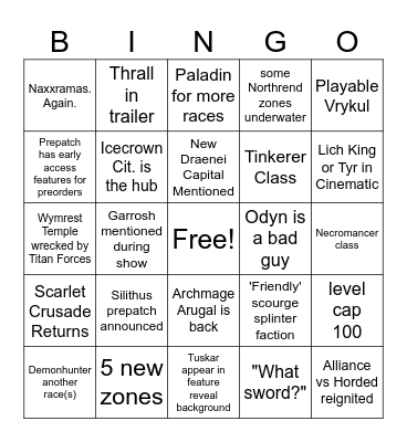 Blizzcon 2026 CWCVille Bingo Card