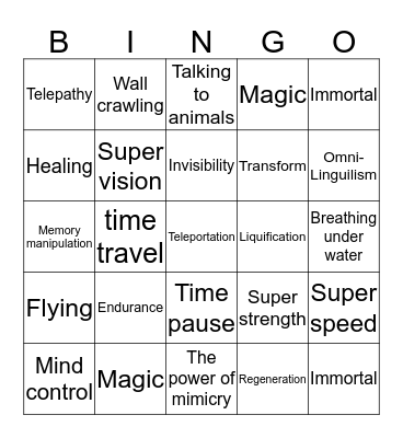 Ribera M Bingo Card