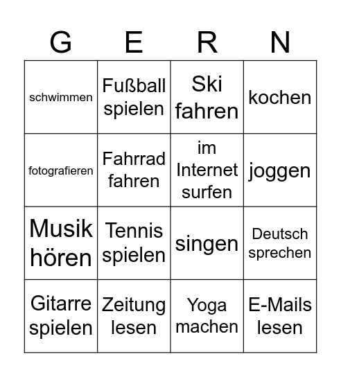 Hobby-Bingo Card