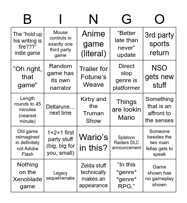 Direct Bingo Card