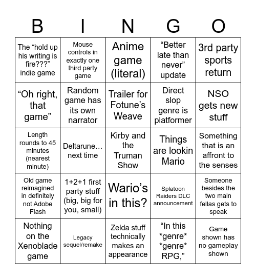 Direct Bingo Card