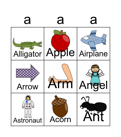 Aa is for Bingo Card