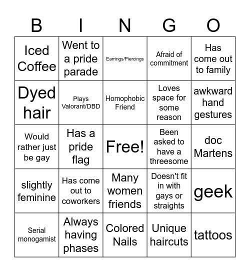 Bi Bingo Card
