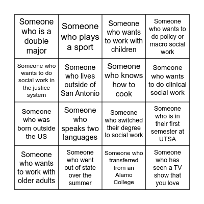 Find someone who: Bingo Card