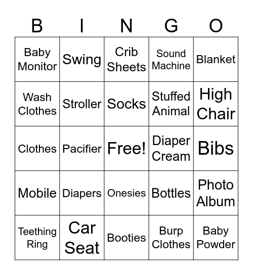 Baby Bingo Card