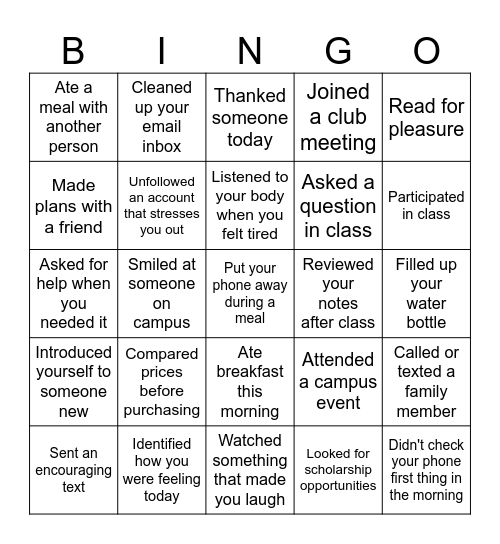 How do you take care of yourself? Bingo Card