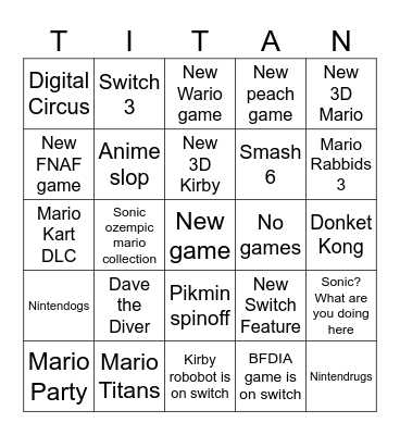 The only bingo this year Bingo Card