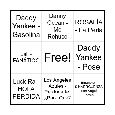 MUSICAL BINGO Card