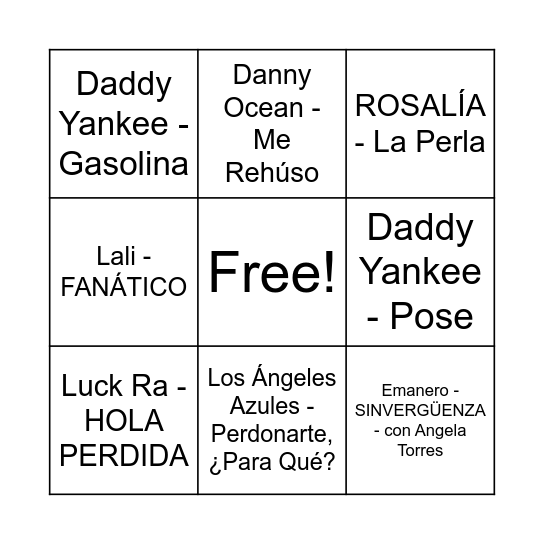 MUSICAL BINGO Card