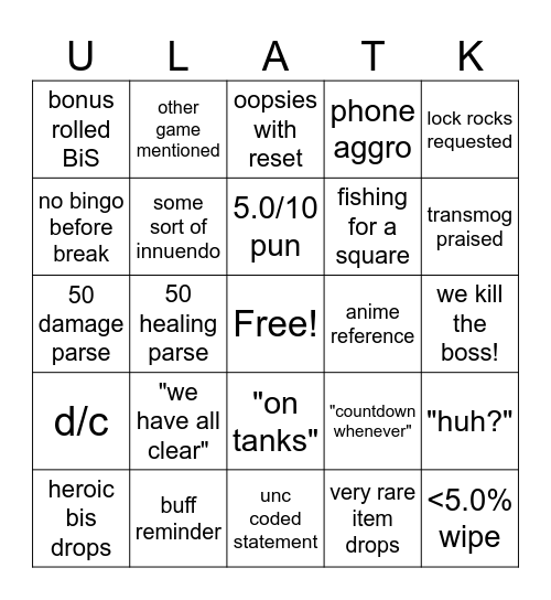 ULA'BINGO 1 Bingo Card