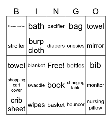 Baby Bingo Card