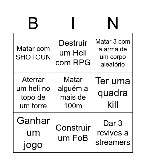 BINGO VIEWERS Bingo Card
