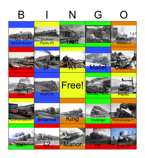 Steam Locomotives that I would like to bring them back to life with my money Bingo Card