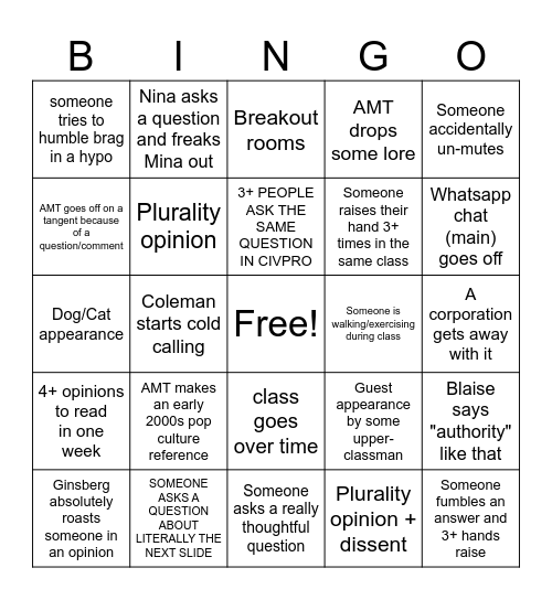 1L Fall Bingo Card