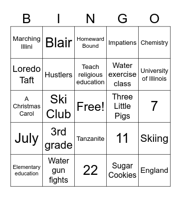 Carol's Birthday Bingo Card