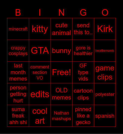 NEW IG REELS BINGO Card