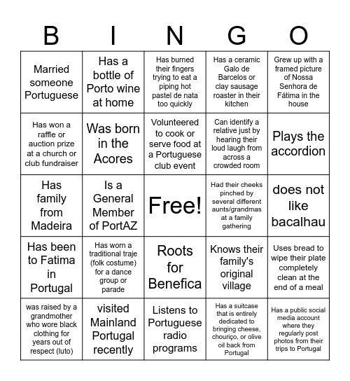 PortAz Bingo Card