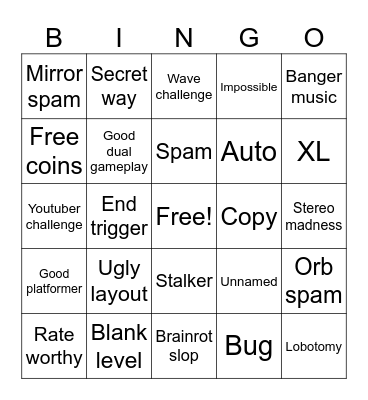 Recent tab bingo Card