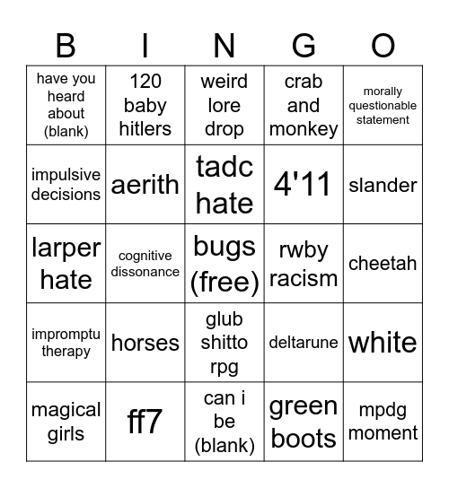 Aether Bingo Card