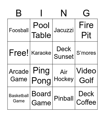 Big Bear Game Cabin Bingo Card