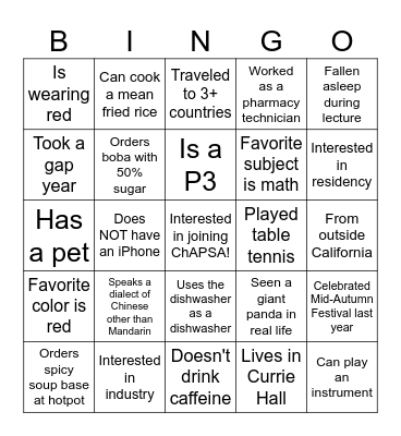 ChAPSA Person Bingo Card