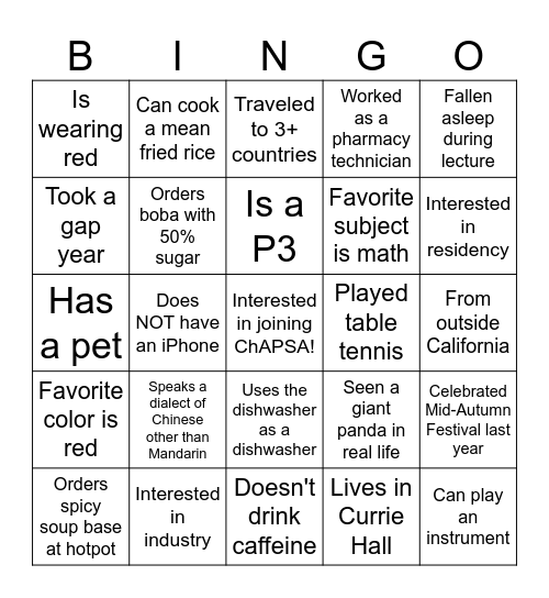 ChAPSA Person Bingo Card