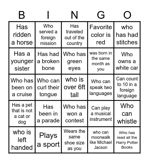 FIND SOMEONE WHO Bingo Card
