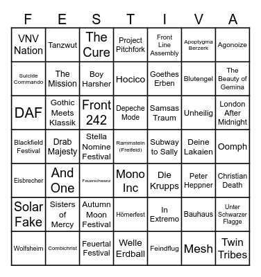 Bandshirt-Bingo Card