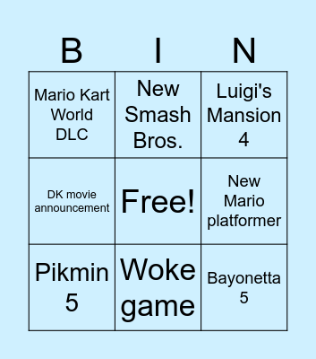 Nintendo Direct Sep 2026 Bingo Card