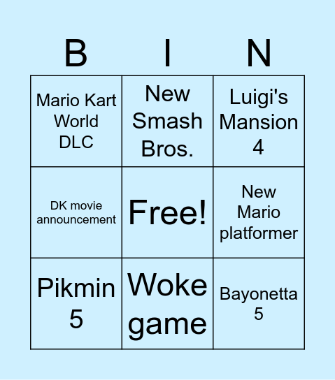 Nintendo Direct Sep 2026 Bingo Card