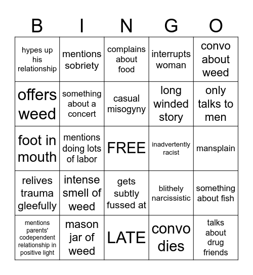 That Guy Everybody Knows Bingo Card