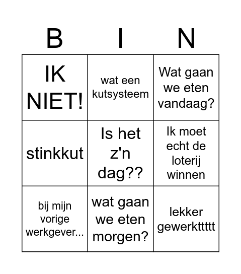 Theo Bingo Card