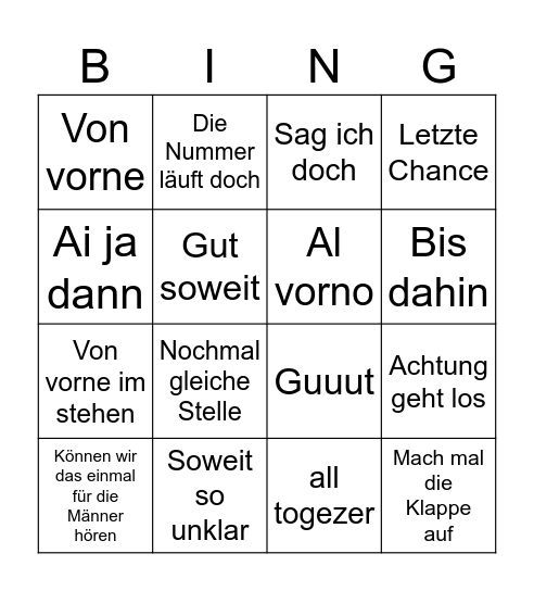 CHORLEITER BINGO Card