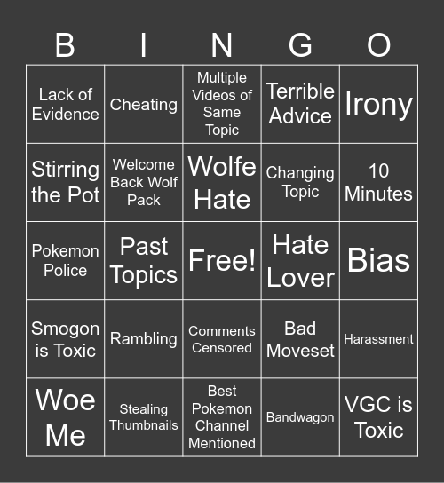 Verlis Bingo! Bingo Card