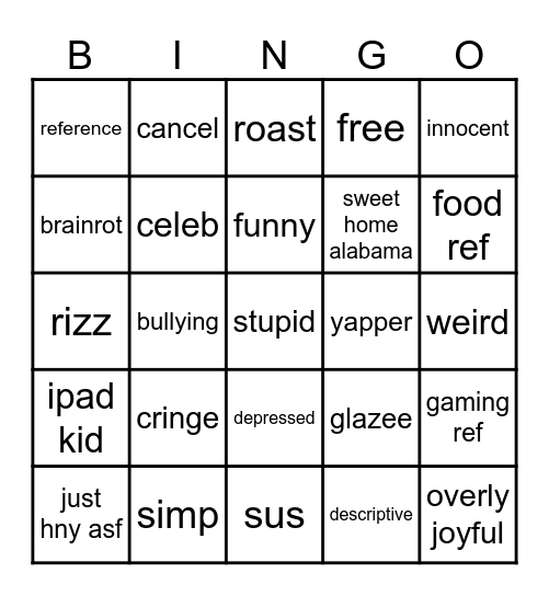 phub bingo Card