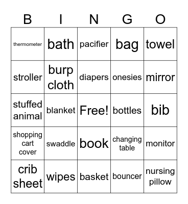 Baby Bingo Card