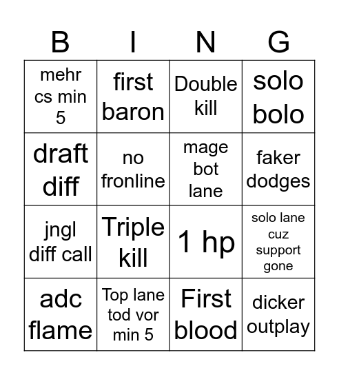 LOL Bingo Card