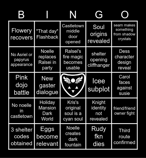 Deltarune Chapter 6 Bingo Card