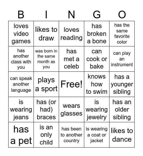 Find someone who... Bingo Card