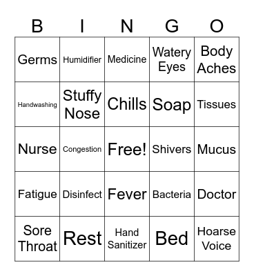 Cold and Flu Bingo Card