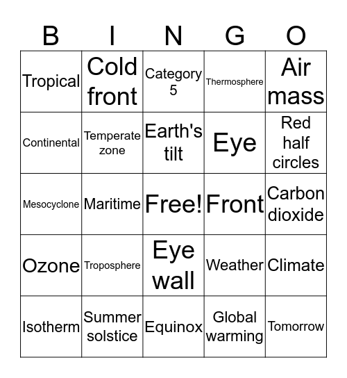 Unit 7 Bingo Card