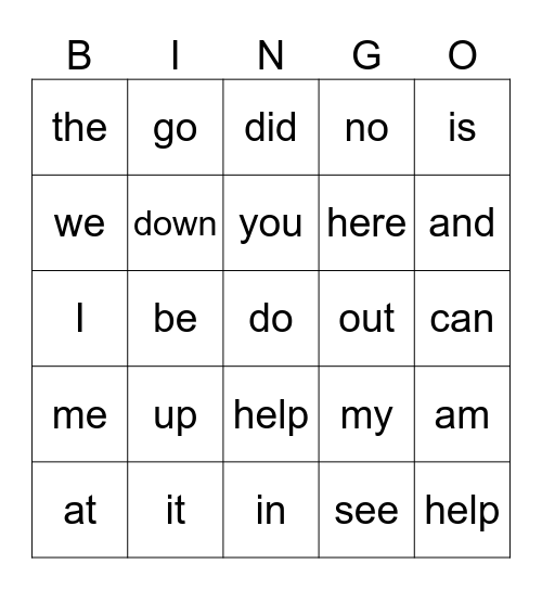 Vivian's Sight Words Bingo Card