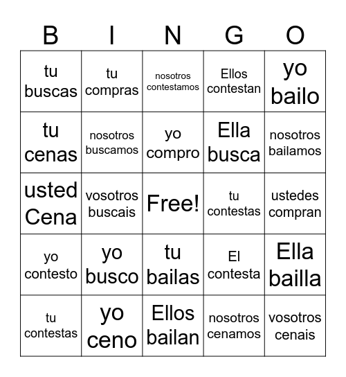 Emily Bingo Card