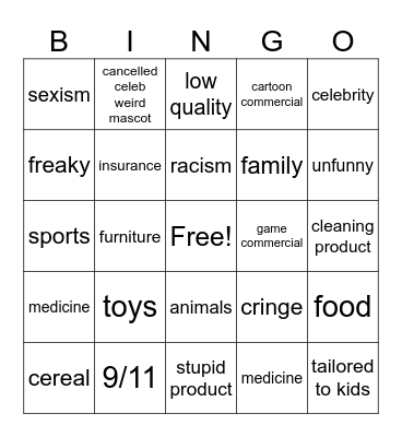 YouTube Bingo Card