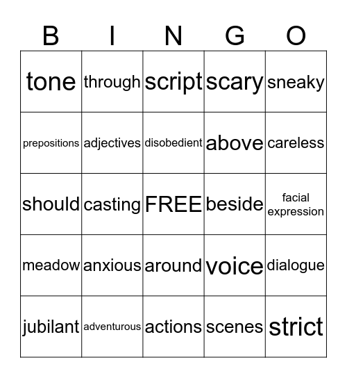 Visual and performing Arts 3/4 Bingo Card