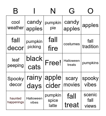 Autumn Days Bingo Card